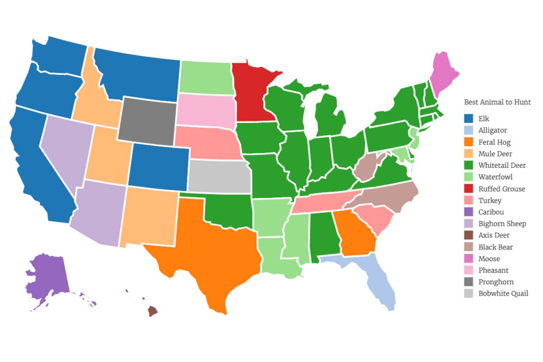 Map Shows the Best Game to Hunt in Every State - Wide Open Spaces