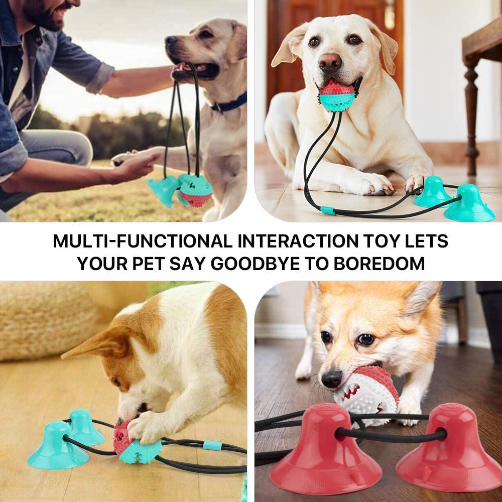 ULEFIX Suction Cup Dog Toy for Aggressive Chewers Large Breed Interactive  Tug of War Indestructible Dog Puzzle Toys Blue