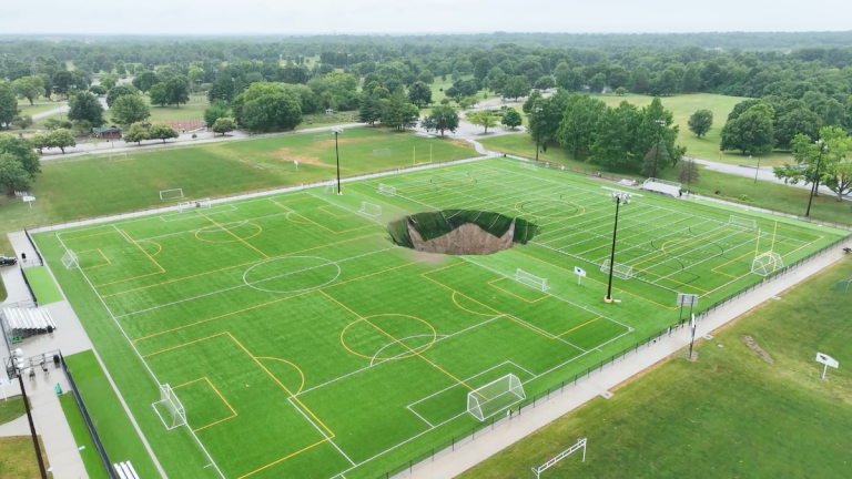 Sinkhole Swallows Massive Chunk of Soccer Field in Illinois Park