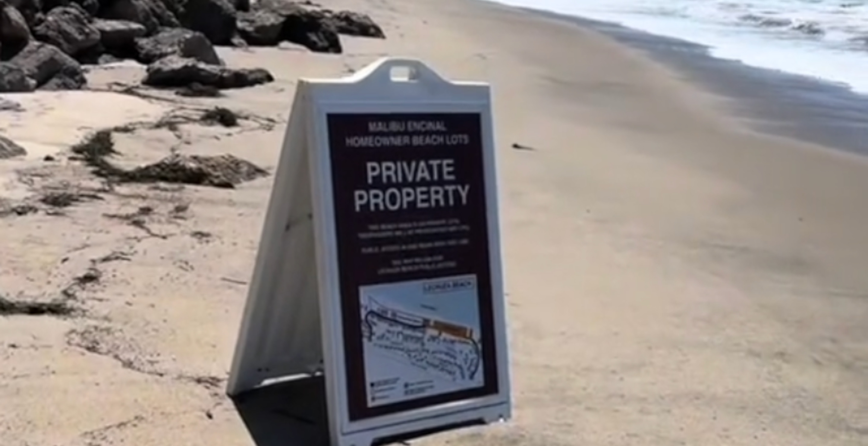 Wealthy Malibu Residents Garner Backlash After Putting Up Fake Private Property Signs On Public Beach