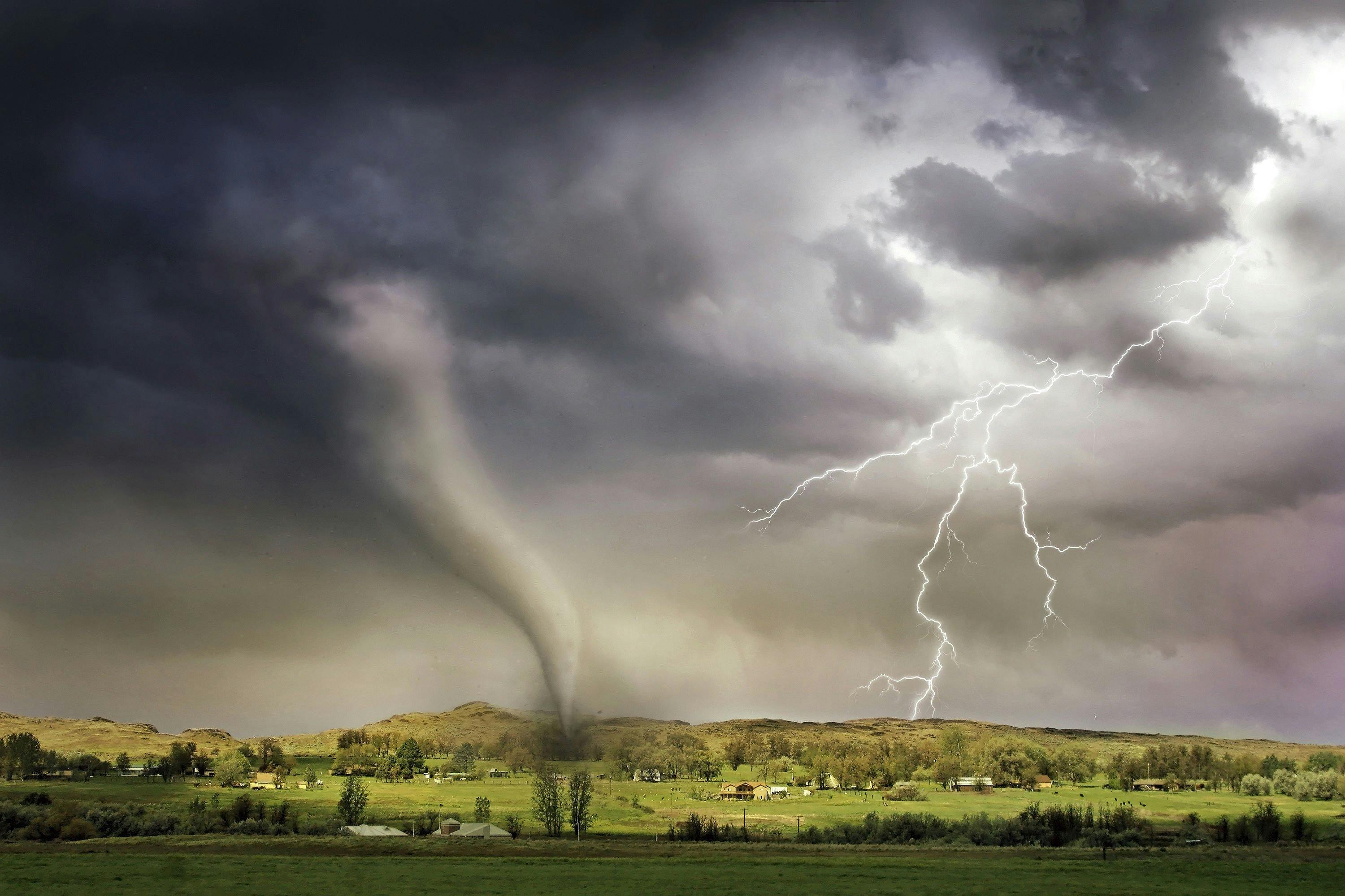 sucked into a tornado