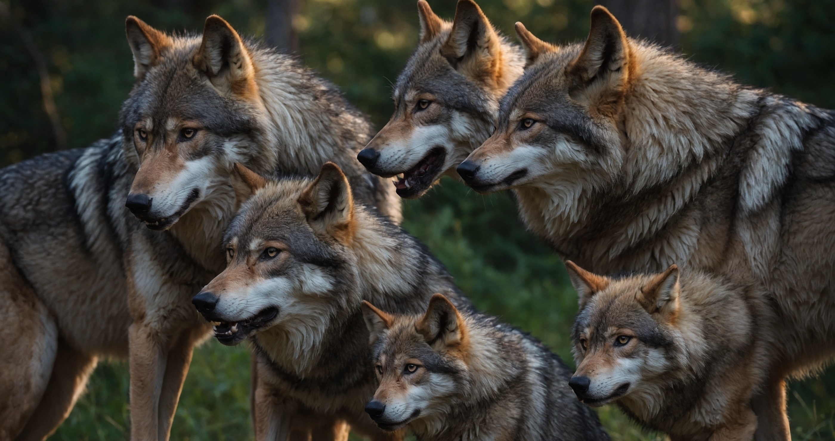 pack of wolves charging hunter